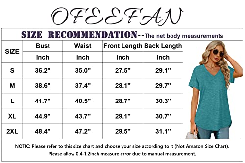 Womens Tunic Tops To Wear With Leggings V Neck T Shirts For Women Turquoise 2Xl #TOP4