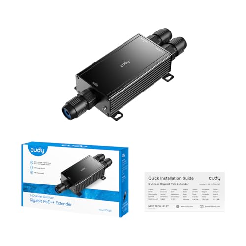 Cudy 2 Channel Gigabit Outdoor Poe Extender, IP67 Impermeabile, 10/100 / 1000Mbps, Poe Ripetitore/Amplificatore/Ripetitore, 802.3Bt / At/Af, Montaggio A Parete - 8