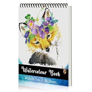 Yordawn Watercolour Paper A4 Watercolour Sketchbook with 30 Sheets Art Supplies for Artists Adults Teens Kids Textured Paper Drawing Pad Watercolour Book for Painting Sketching Fox