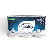 Tenderly Carezza di Latte, 6 Rotoli di Carta Igienica Morbidissima 2 Veli, Realizzata con Fibre 100% Naturali di Latte, Made in Italy
