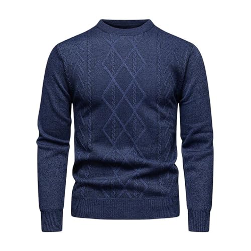 Men's Sweater Checkered Round Neck Knit Pullover Warm Casual Long Sleeve Top for Men2
