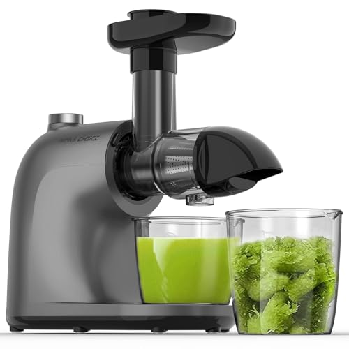 MAMA'S CHOICE Slow Masticating Juicer, Cold Press Juicer Machine for Celery, Carrot, Apple & Vegetables, Compact BPA Free, 90% Juice Yield, Dishwasher Safe, Easy Assembly, Quiet Motor, 999ml Capacity