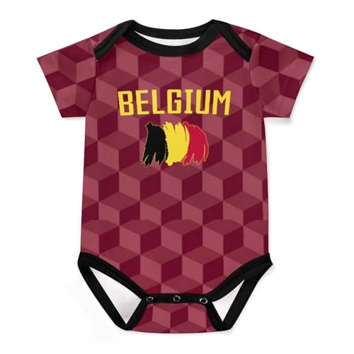 Ofxxu 2024 Belgium Home Baby Jersey Soccer Romper Outfit for Boys & Girls,Custom Baby Clothes for Belgium Fans 3M-2T,Black
