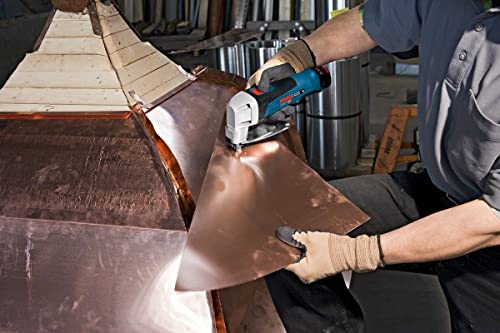 Bosch Professional 12V System cisaille à tôle sans-fil GSC 12V-13 (avec 2 batteries 2,0 Ah, chargeur rapide GAL 12V-40, clé mâle pour vis à six pans creux, L-BOXX 102)