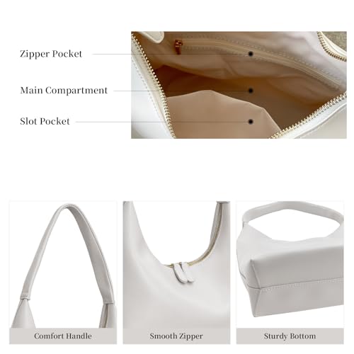 Leather Hobo Bag Small Shoulder Purses for Women Slouchy Tote Handbag Vegan Leather Crescent Bag4