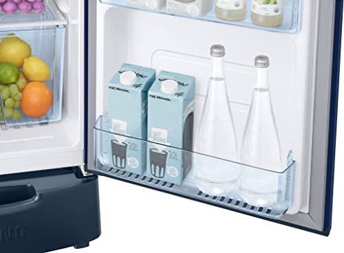 Image of Samsung 183 L, 3 Star, Digital Inverter, Direct-Cool Single Door Refrigerator (RR20C2823CU /NL, Camellia Blue, Base Stand Drawer)