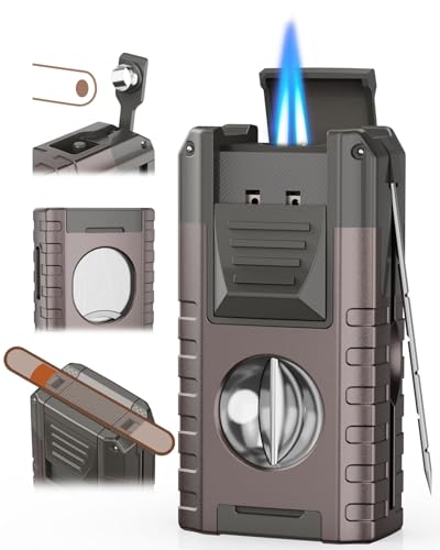 Encendedor antorcha 6 en 1 con triple llama y herramienta integrada miniatura 1