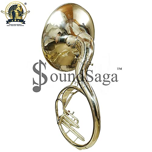 Soundsaga Sound Saga® Brass Gold Finish 22Inch King Size Handmade Sousaphone Brass Made Bb Big Bell Tuba With Mouth Piece And Carry Bag Musical Instrument Gift #TOP1