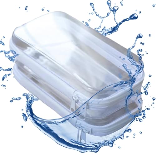 Contenedor con cremallera transparente, estuche duro con cremallera, bolsas de almacenamiento rígidas con cremallera, neceser portátil para juguetes, recipiente transparente para viajes, hotel,