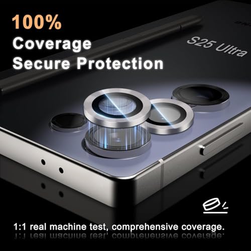 Image of JGD PRODUCTS Premium Camera Lens Protector Compatible For Samsung Galaxy S25 Ultra 5G (Grey) Camera Lens Protector - 9H Tempered Glass, Military-Grade Anti-Scratch, Case-Friendly, Easy Install Frame