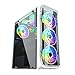 Lwieui Etui na komputer RGB Gaming Case Przezroczyste szkło ATX M-ATX CPU SPCC Stalowa płyta Wieża bez wentylatorów Chłodnica PC Etui do gier (kolor: biały, rozmiar: 38,5 x 18 x 43,5 cm)
