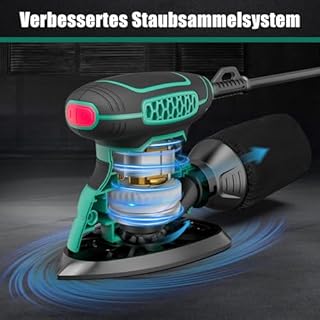 HYCHIKA Ponceuse Bois 140W, 13000 OPM Ponceuse avec dépoussiérage efficace, avec 12PCS papier de verre, idéal pour poncer le bois et enlever la rouille et la peinture