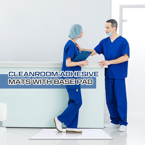 Image of Nuanchu Adhesive Mat Pad Include 1 Sticky Non Slip Base Pad 2 Tacky Dust Mats Construction of 30 (60 Sheets Total) for Clean Room Science Lab Matting Hospital(24x36 Inches,White,60 Sheets)