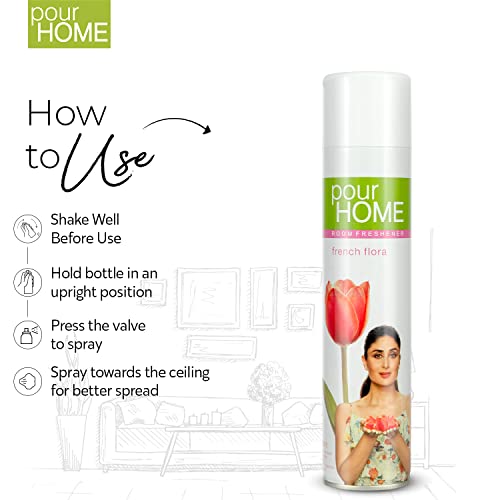 Image of POUR HOME French Flora Room Air Freshener Spray - 220ML | Long-Lasting Fragrance - Reduces Odours - Suitable for Home & Office