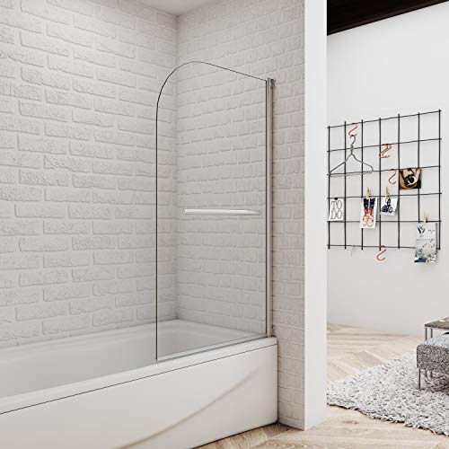 70x130cm Mampara de Bañera, Cristal Templado Abatible con 1 Hoja 5mm
