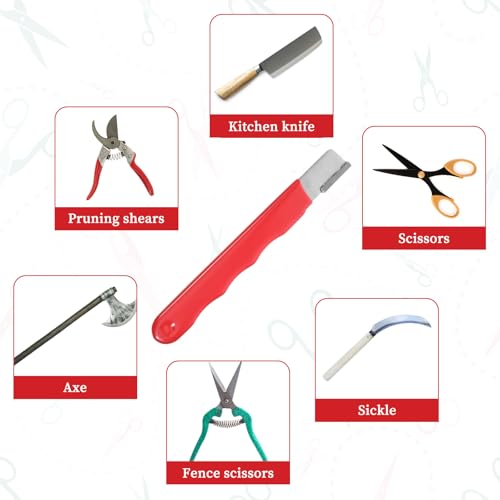JIYIN 4 Pack Garden Tool Sharpener, Pruning Shears Blade Sharpener, Mini Portable Quick Edge Sharpening Steel Knife Sharpeners for Hedge Shears Scissors Axe Sickle, Gardening Pruner, Loppers - Thumbnail 5