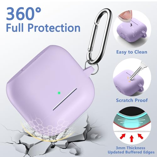 Dgege for Airpods 4th Generation Case Cover(2024),Soft Silicone Full Protective Case for AirPods 4 Case with Keychain & Cleaner Kit,Compatible with Apple Airpods 4 for Women,Men（Lightpurple） by DGege - Image 3