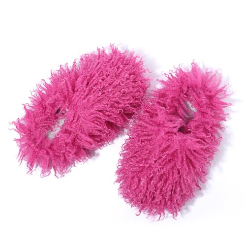 GOKTOW Fluffy Furry Slippers for Women - Non-Slip Warm Fuzzy Fluffy Slides, Indoor Home Quick Trip House Slippers