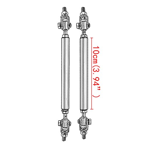 Ambienceo 2Pcs 3.94"-6.29" Adjustable Front Bumper Lip Splitter Spoiler Strut Rod Tie Support Bar (Sliver) #TOP6