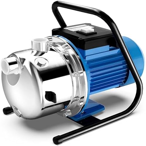 FOTING 1.6HP Shallow Well Pump, 1215GPH 115V Portable Garden Pump, Stainless Steel Water Transfer Household Draining Irrigation Pump for Lawn Farm Garden Cover