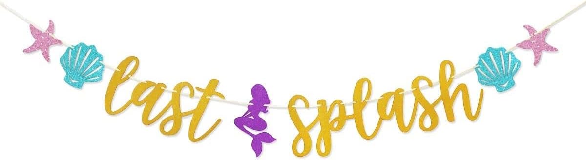 Last Splash Gold Glitter Banner for Mermaid Bachelorette Party Bridal Shower Decorations