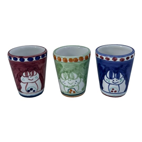 Set of 3 Hand-Painted Italian Ceramic Limoncello Glasses – 1.25 oz – Made in Italy – Colorful Frog Design – Traditional Shot Glasses for Limoncello, Grappa, or Espresso