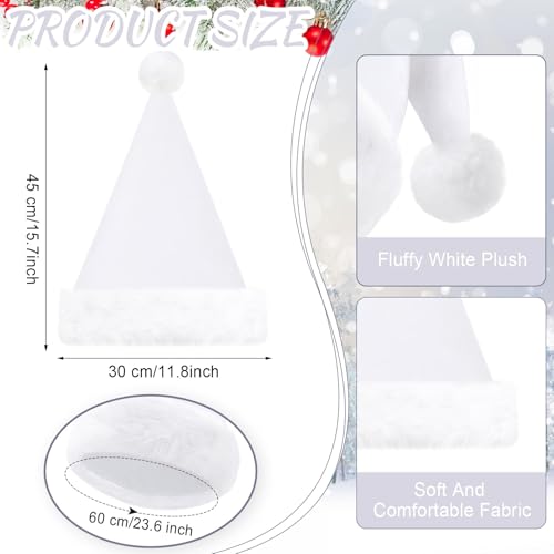 Image of Vicenpal 20 Pcs Santa Hats Bulk Plush Christmas Hats for Adults Women Men Holiday Party Costume(White)