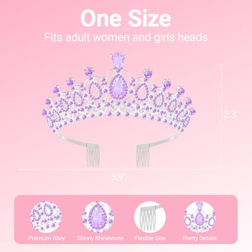 Tiara Crown for Women, Headband Hair Accessories for Birthday Wedding Party Costume (C-Purple)