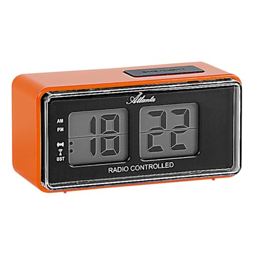 Atlanta Digitalwecker LCD Funkwecker Snooze Licht Retro Design Orange Lautlos Ohne Ticken - 1881-12