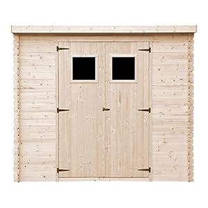 TIMBELA Tuinhuis van hout, M310, buitenopslag, 239 x 144 x 200 cm, 2,6 m² – klein tuinhuis voor gereedschap, fietsenstalling – waterdicht dak, ramen