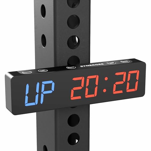Synergee Magnetic Gym Timer Clock – Powerful Built-in Magnet, 30-Hour Battery Life, LED Display, Stopwatch, Tabata, EMOM & Interval Timer for Home Gym, Garage, or School Workouts by Synergee - Used condition - CA$32.09