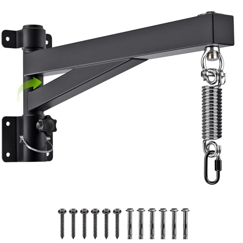 BeneLabel 24 Heavy Bag Wall Mount with Spring 800 LBs Capacity Punching Bag Hanger with 360 Swivel Hook Boxing Bag Mount Bracket for Muay Thai Bag