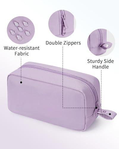 Image of Narwey Cute Makeup Bag Small Toiletry Bag Travel Cosmetic Bag Organizer Make Up Bags with Organized Pockets for Women (Purple, Large)