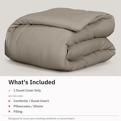Image of California Design Den Duvet Cover King Size Only - 400 Thread Count, 100% Cotton Sateen, Soft King-Size Duvet Covers, Button Closures, Corner Ties, Durable Bedding - Taupe