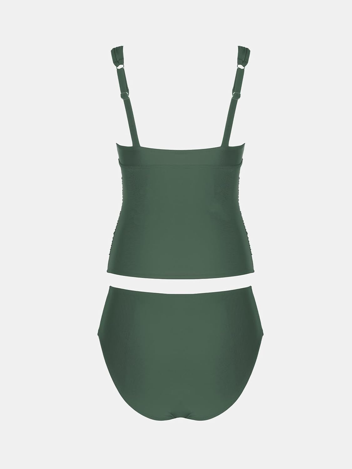 CUPSHE Women's Tankini Sets V Neck Mesh Scalloped Two Piece Bathing Suits Adjustable Straps Mid Rise Swimwear - Image 7