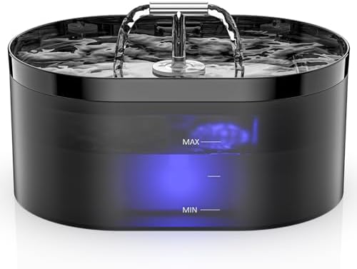 Katzenbrunnen Trinkbrunnen für Katze2.2L,Katzenbrunnen für Katzen，automatischer Haustierbrunnen mit extrem leiser Pumpe, Eingebautes LED Licht, Aktivkohlefilter für Katzen Hunde