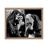 Poster Master Vintage Photograph Poster - Retro Feminist Print - Gift for Artist, Friend - Smoking Nuns, Lighting Cigarettes, Black and White - Wall Decor for Studio, Office, 8x10 Beige Framed