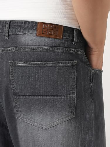 Image of Urbano Plus Men's Loose Baggy Fit Washed Denim Jeans Non-Stretchable