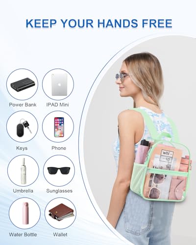 Image of Clear Backpack for Stadium Events, 12x12x6 Small Clear Plastic bag with Reinforced Straps for Game Security Festival Concert