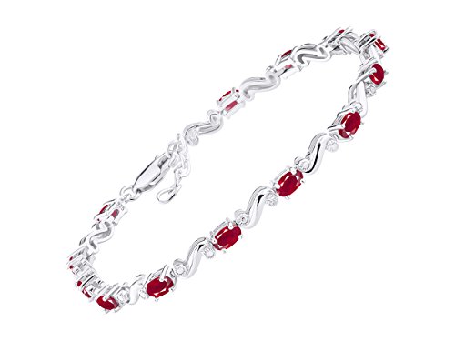 Rylos Bracelets for Women 925 Sterling Silver Classic S Tennis Bracelet Gemstone & Diamonds Adjustable to Fit 7