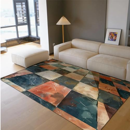 Shabby Chic Throw Rug 6' x 9' - Retro Tile