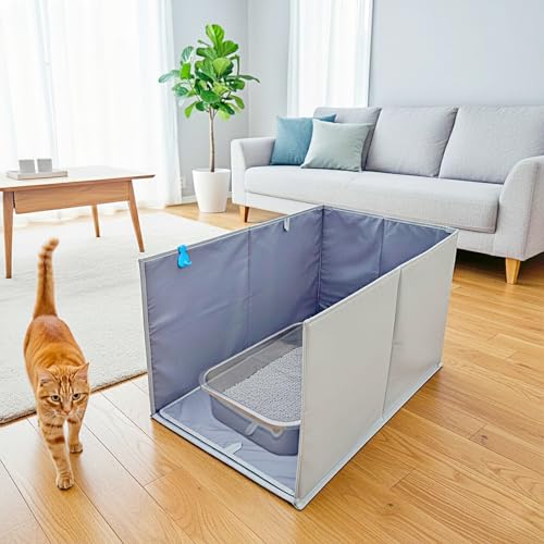 Gesomepurrz Extra Large Cat Litter Box Enclosure Open Top High Sided Splash Guard Water Resistance Shield for Cat Litter Boxes