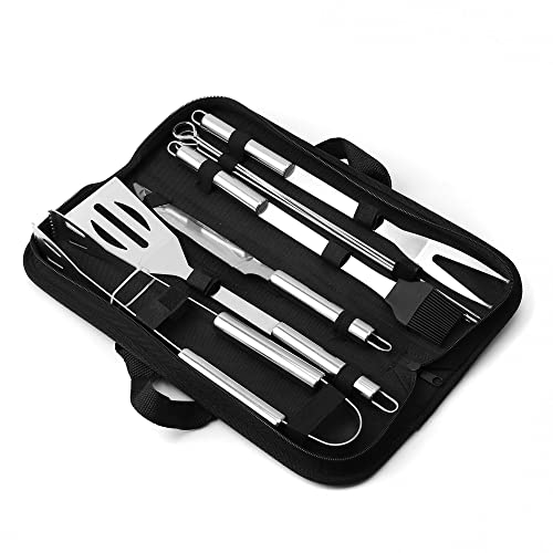 BBQ Grill Tools Set with Carry Bag, BBQ Accessories,Camping Barbecue Grill Utensils Set 9PCS-13Inches