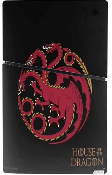 Skinit Decal Gaming Skin Compatible with PS5 Slim Digital Edition Bundle - Officially Licensed HBO House of The Dragon Red Tararyen Sigil Design