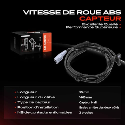 Capteur ABS 2-Pôles Frankberg pour Scudo Bus 270 272 et Jumpy VF7