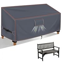 Gartenbank Abdeckung 2 Sitzer 133Wx70Dx63/86H cm, Schutzhülle Gartenbank, Dreifacher Windschutz Abdeckplane Gartenmöbel, 420D Oxford UV-beständig Wasserdicht Abdeckung Gartenmöbel Winterfest, Grau