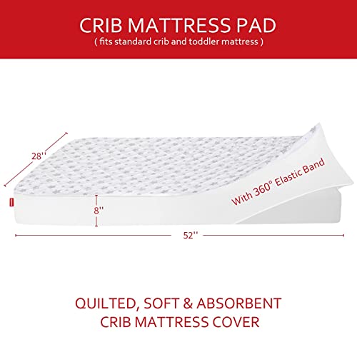 Crib Mattress Protector Waterproof 2 Pack Quilted Crib Mattress Pad Cover, Extra Soft Breathable Toddler Mattress Pad Cover - 28” X 52” #TOP5