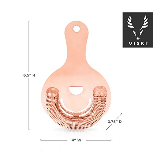 Viski Hawthorne Cocktail Strainer, Stainless Steel Bar Strainer with Copper Finish for Standard and Large Mixing Glasses, Boston Shakers and Shaker Tins, Home Bar Essentials, Bartender Tool, Set of 1 by Viski - Used condition - Image 3