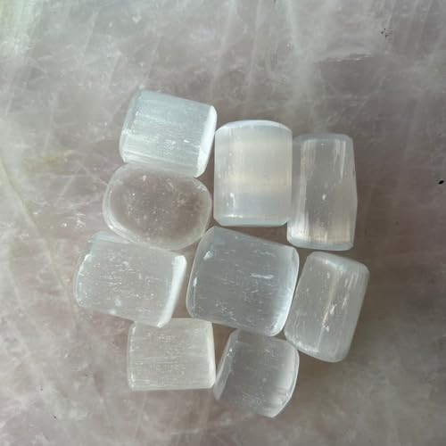 Image of Tumbled Stones, Natural Crystal Healing Stones, Home Office Decor, Aquarium Decorative Pebbles, Vase Fillers (Selenite, 50)