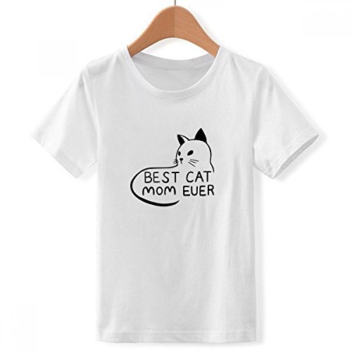 T-shirt chat maman blanc pour garçon, haut multicolore ras du cou taille 3XL